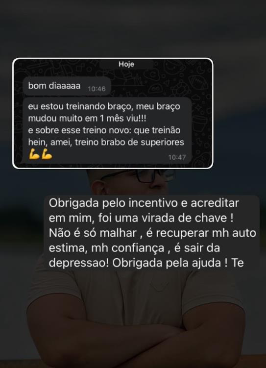 Print de depoimento sobre resultado no braço
